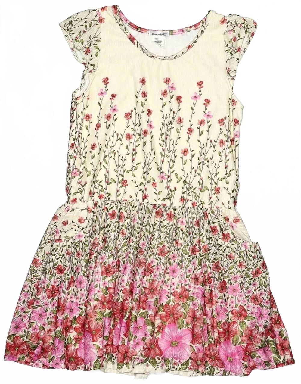NEW AREA CODE 407 girls print ruched dress in red floral